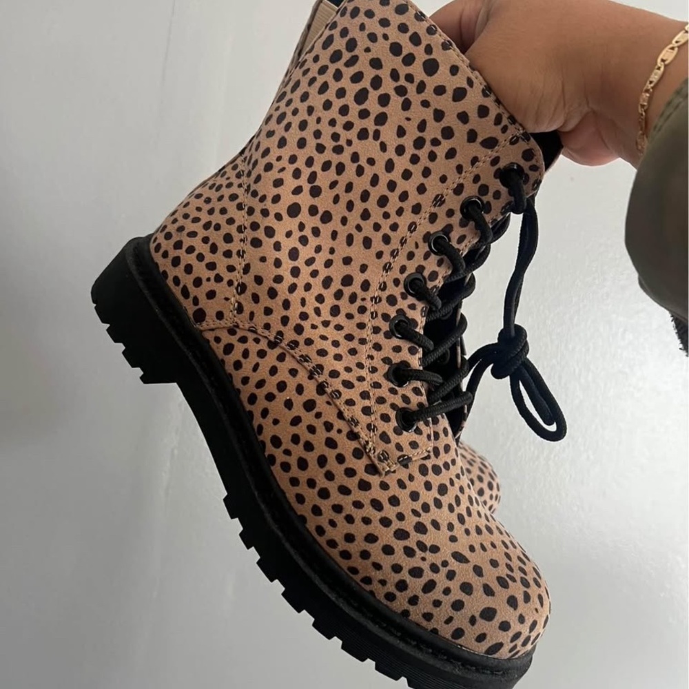 Cheetah Print Combat Boots (Torrid – Size 8)